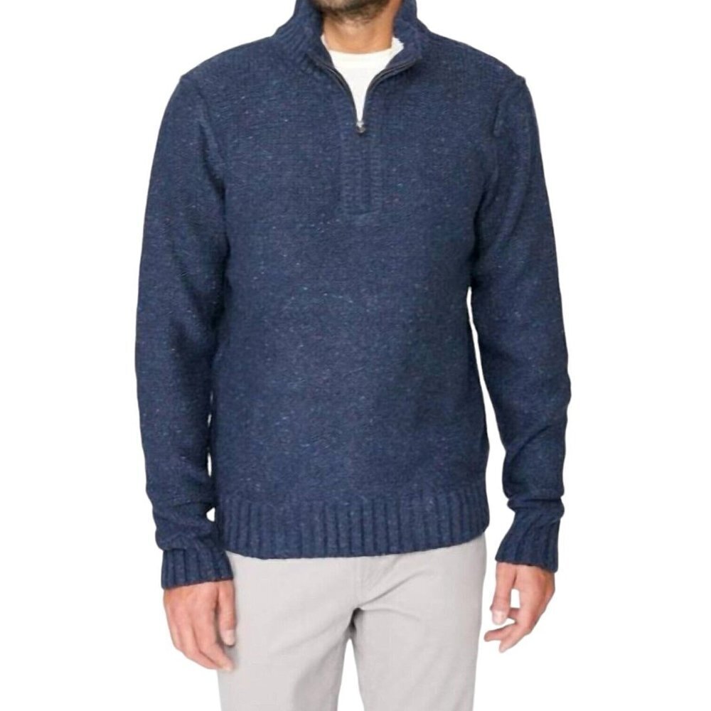 7 Diamonds Grand Teton Donegal Sweater Chunky Knit Blue 1/4 Zip